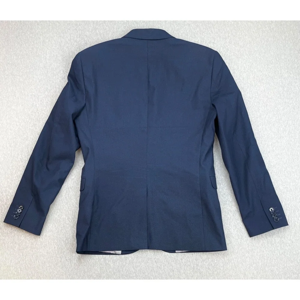 Express Blazer Mens 38R Blue Bird Eyes Cotton Stretch Extra Slim Single Breast